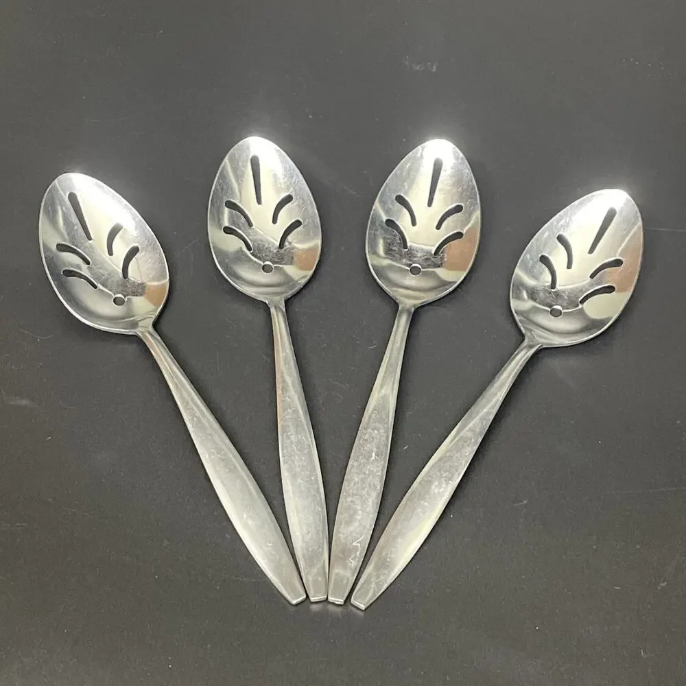 Stanley Roberts Eileen Stainless Steel Japan Slotted Serving Spoons Set of 4